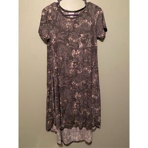 LuLaRoe Carly Swing Floral Paisley Print Stretch Short Sleeve Dress XXS